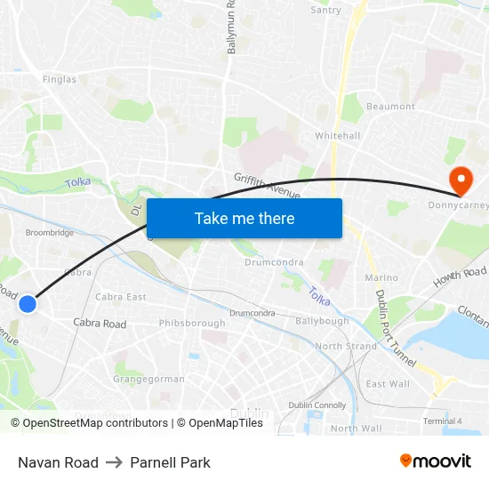 Navan Road to Parnell Park map