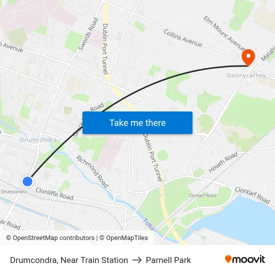 Drumcondra, Near Train Station to Parnell Park map