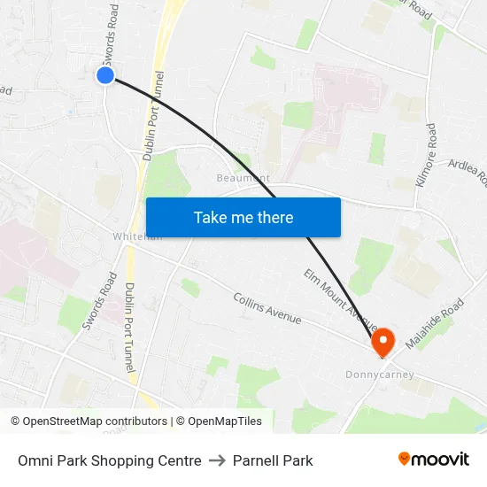Omni Park Shopping Centre to Parnell Park map