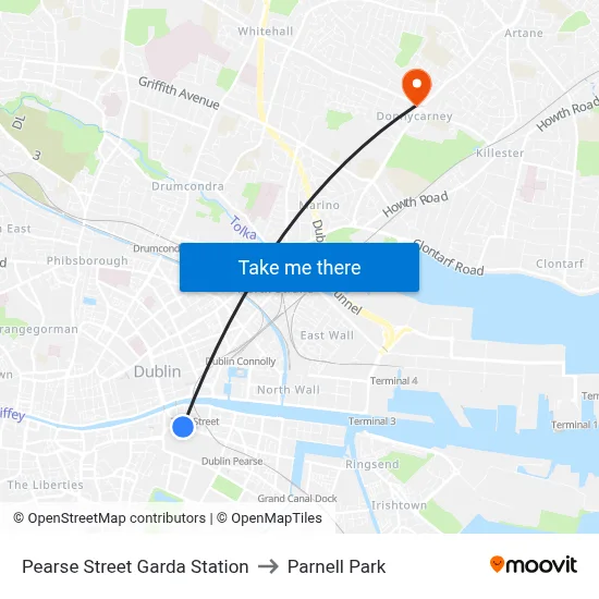Pearse Street Garda Station to Parnell Park map