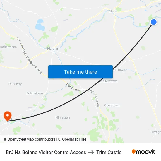 Brú Na Bóinne Visitor Centre Access to Trim Castle map