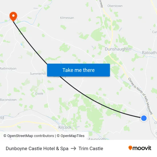 Dunboyne Castle Hotel & Spa to Trim Castle map