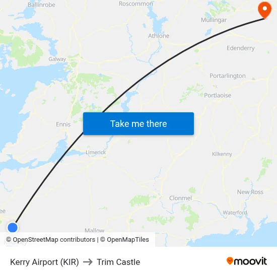 Kerry Airport (KIR) to Trim Castle map