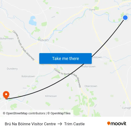 Brú Na Bóinne Visitor Centre to Trim Castle map
