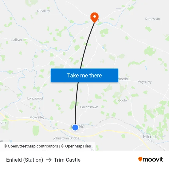 Enfield (Station) to Trim Castle map