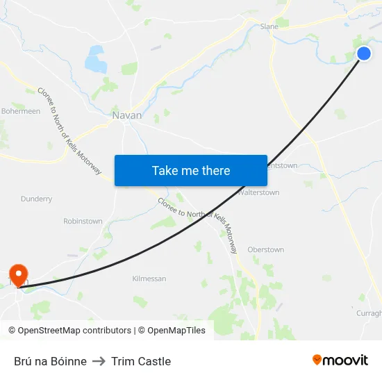 Brú na Bóinne to Trim Castle map