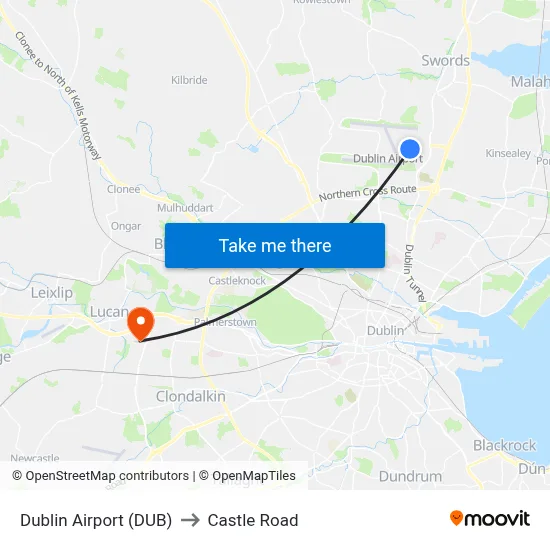 Dublin Airport (DUB) to Castle Road map