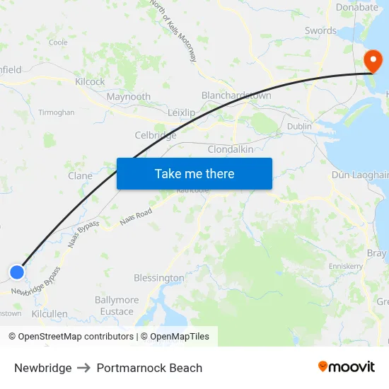 Newbridge to Portmarnock Beach map