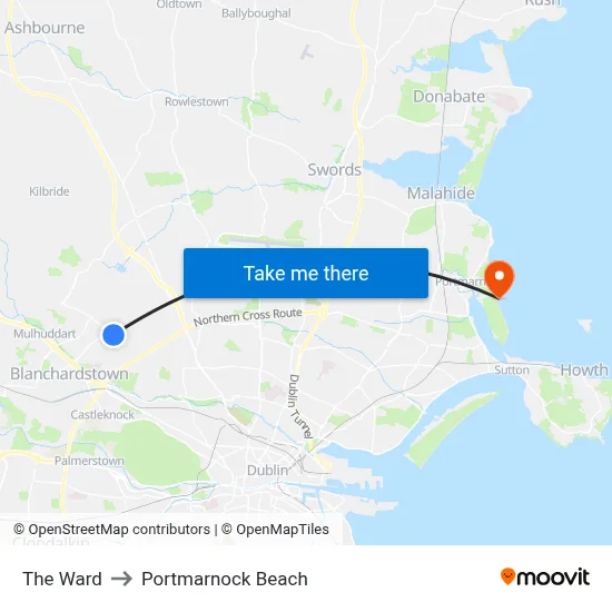The Ward to Portmarnock Beach map