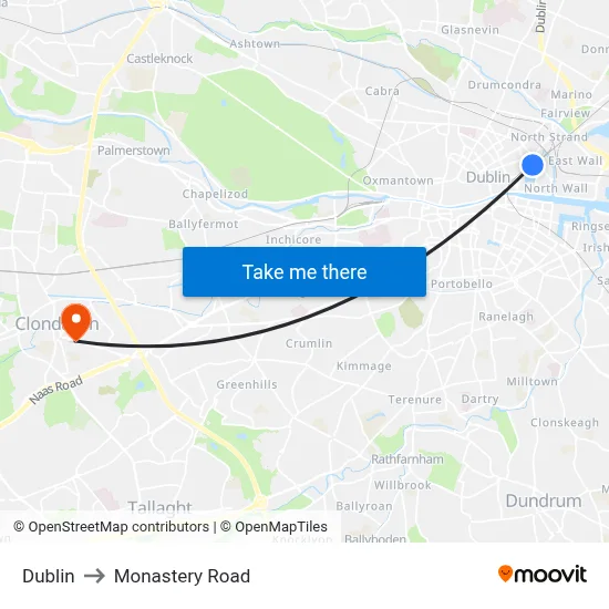 Dublin to Monastery Road map