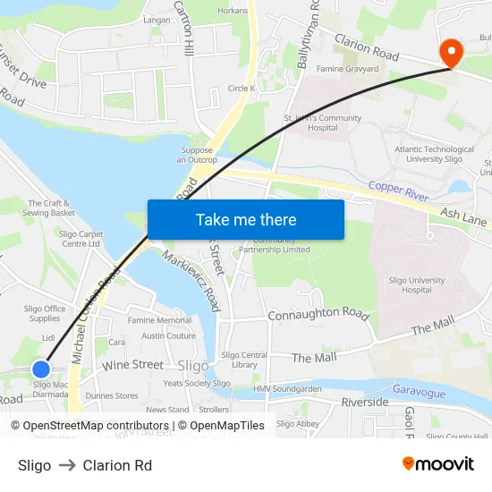Sligo to Clarion Rd map