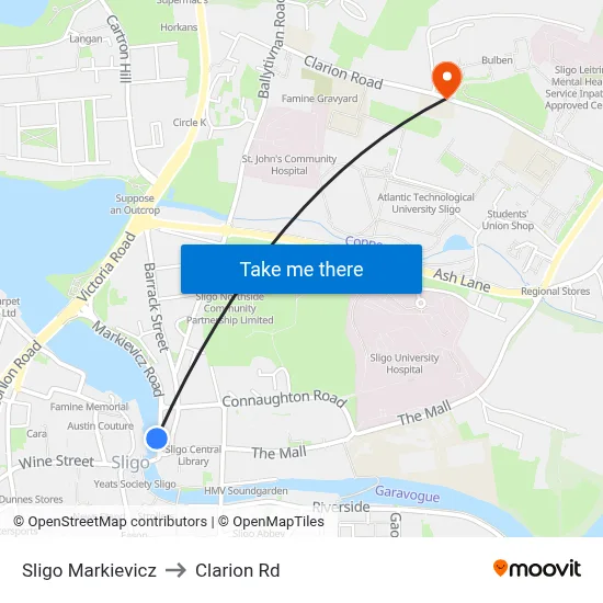 Sligo Markievicz to Clarion Rd map