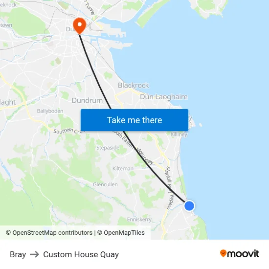 Bray to Custom House Quay map
