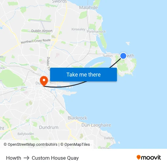 Howth to Custom House Quay map