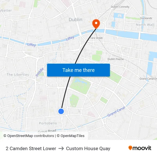 2 Camden Street Lower to Custom House Quay map