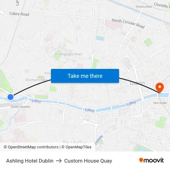 Ashling Hotel Dublin to Custom House Quay map