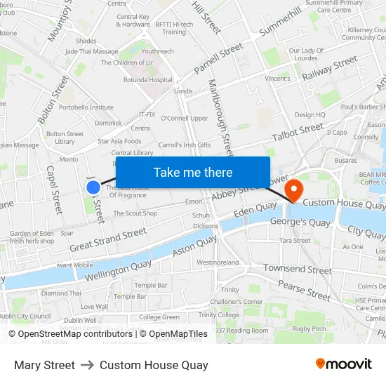 Mary Street to Custom House Quay map