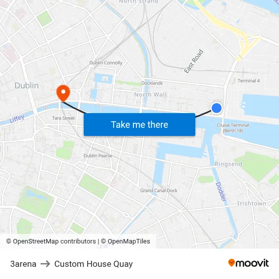 3arena to Custom House Quay map