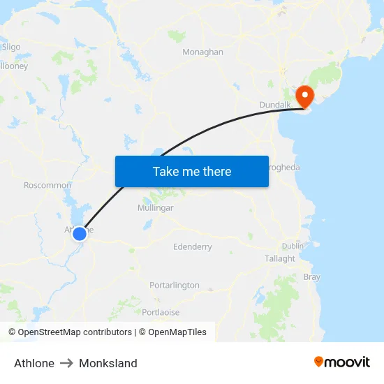 Athlone to Monksland map