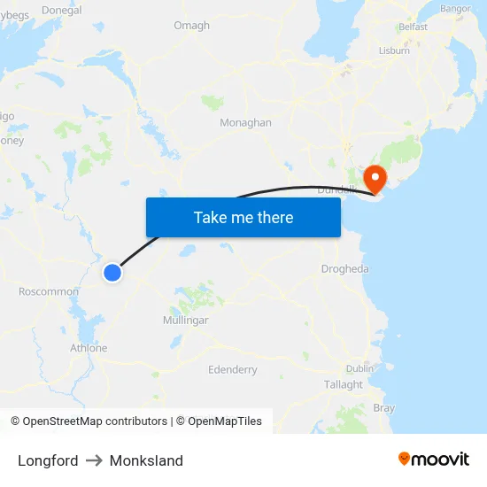 Longford to Monksland map