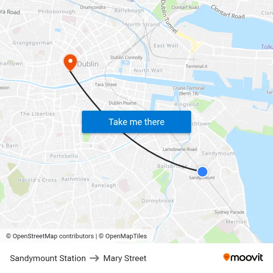 Sandymount Station to Mary Street map
