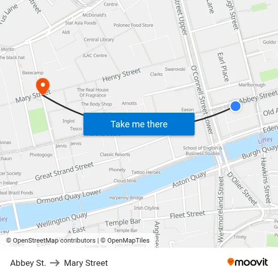 Abbey St. to Mary Street map