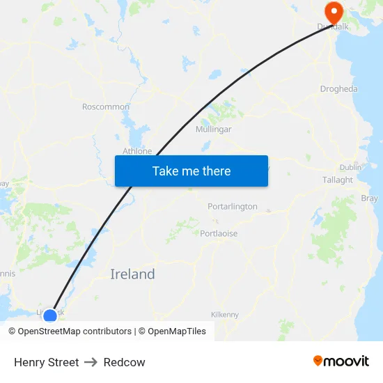 Henry Street to Redcow map