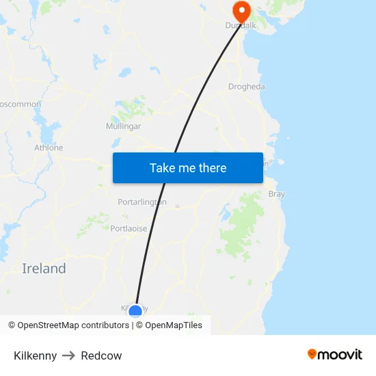 Kilkenny to Redcow map