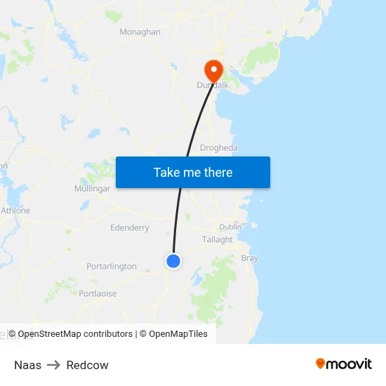 Naas to Redcow map