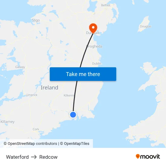 Waterford to Redcow map