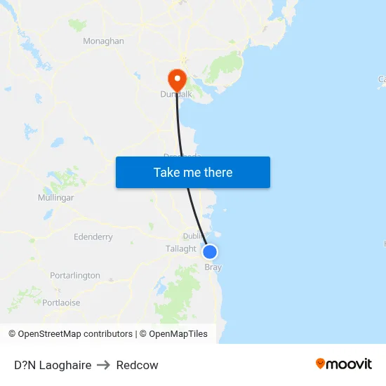 D?N Laoghaire to Redcow map