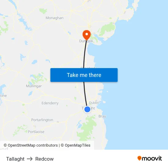 Tallaght to Redcow map