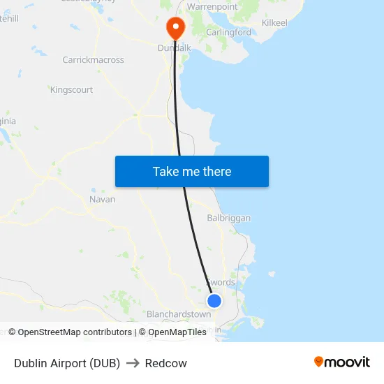 Dublin Airport (DUB) to Redcow map