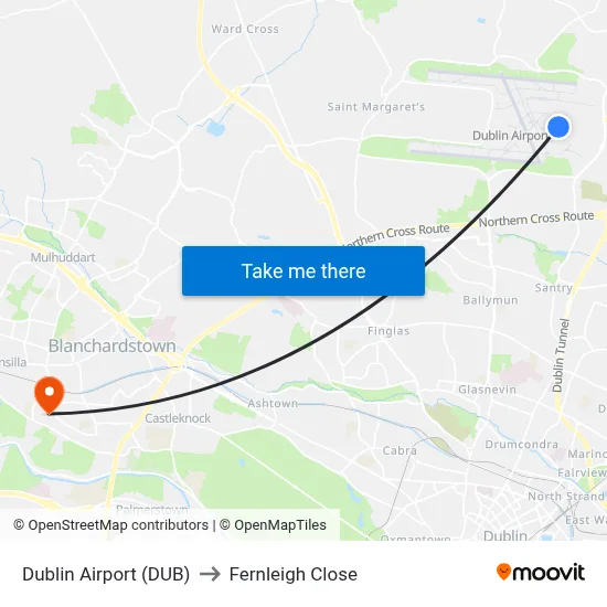 Dublin Airport (DUB) to Fernleigh Close map