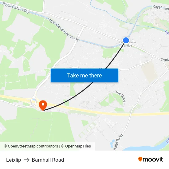 Leixlip to Barnhall Road map