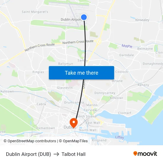 Dublin Airport (DUB) to Talbot Hall map