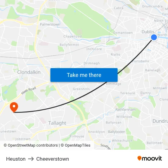 Heuston to Cheeverstown map