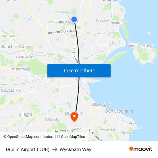 Dublin Airport (DUB) to Wyckham Way map
