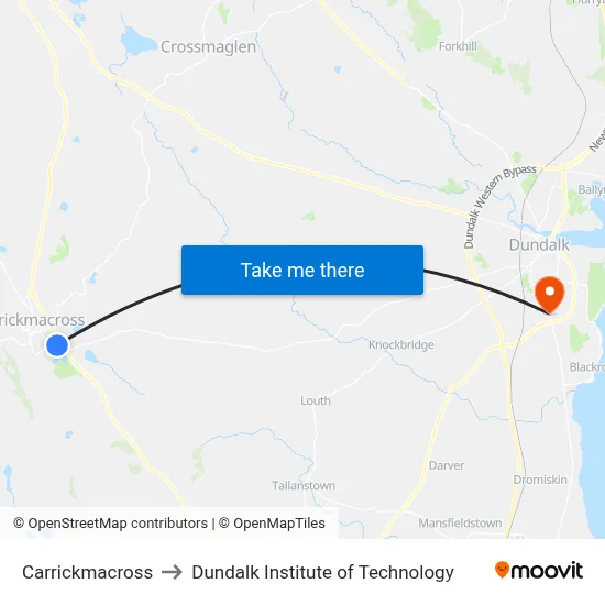 Carrickmacross to Dundalk Institute of Technology map