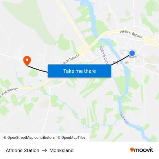 Athlone Station to Monksland map