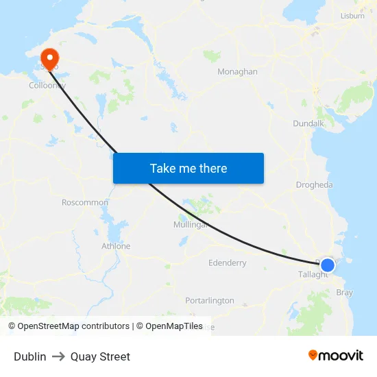 Dublin to Quay Street map