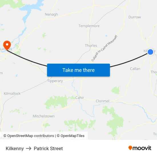 Kilkenny to Patrick Street map