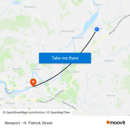 Newport to Patrick Street map