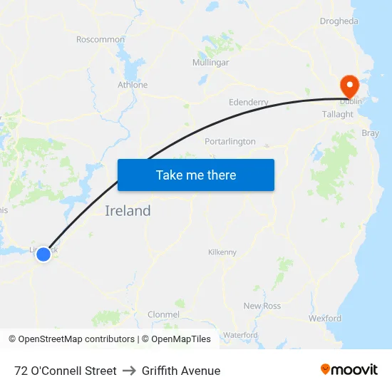 72 O'Connell Street to Griffith Avenue map