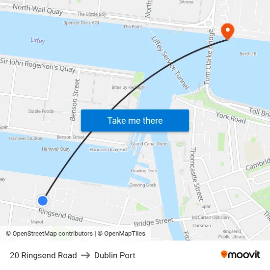20 Ringsend Road to Dublin Port map
