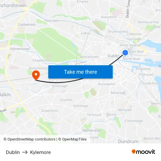Dublin to Kylemore map
