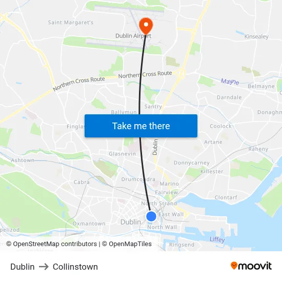 Dublin to Collinstown map
