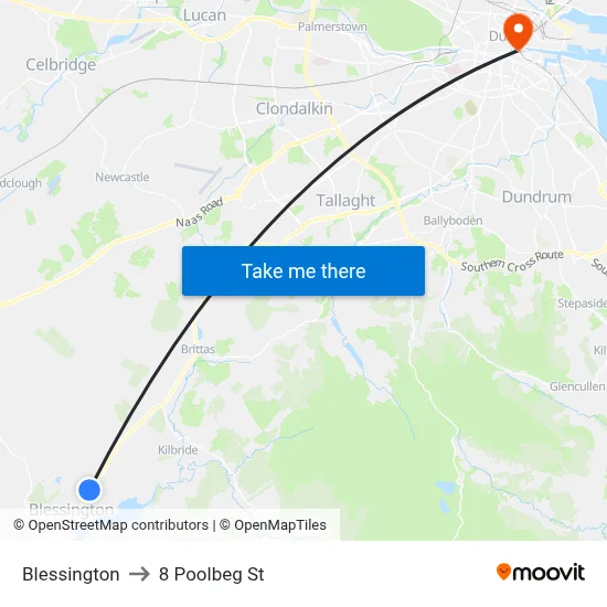 Blessington to 8 Poolbeg St map