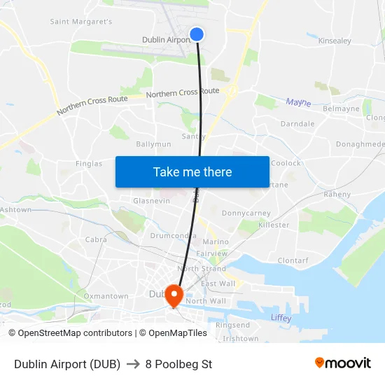 Dublin Airport (DUB) to 8 Poolbeg St map