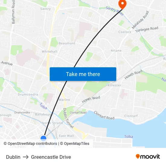 Dublin to Greencastle Drive map